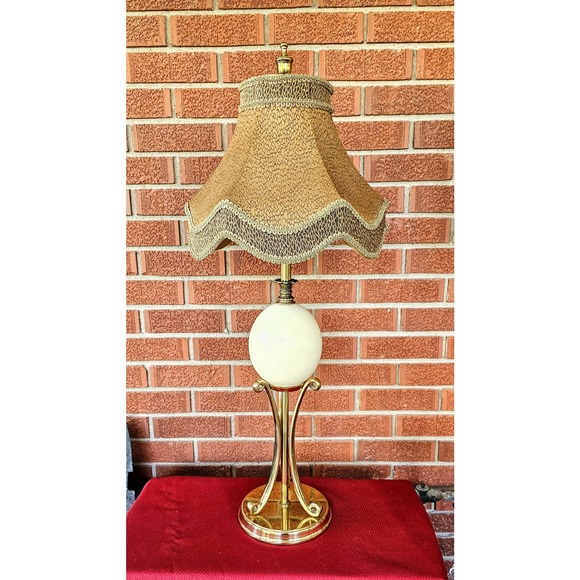 Vintage Hollywood Regency Ostrich Egg Lamp In The Style Of Maison Jansen - Picture 7 of 7